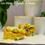Soufflè di spinaci e caprino con crema di patate al limone