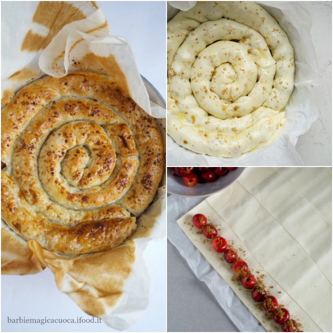 spirale di sfoglia alle ciliegie