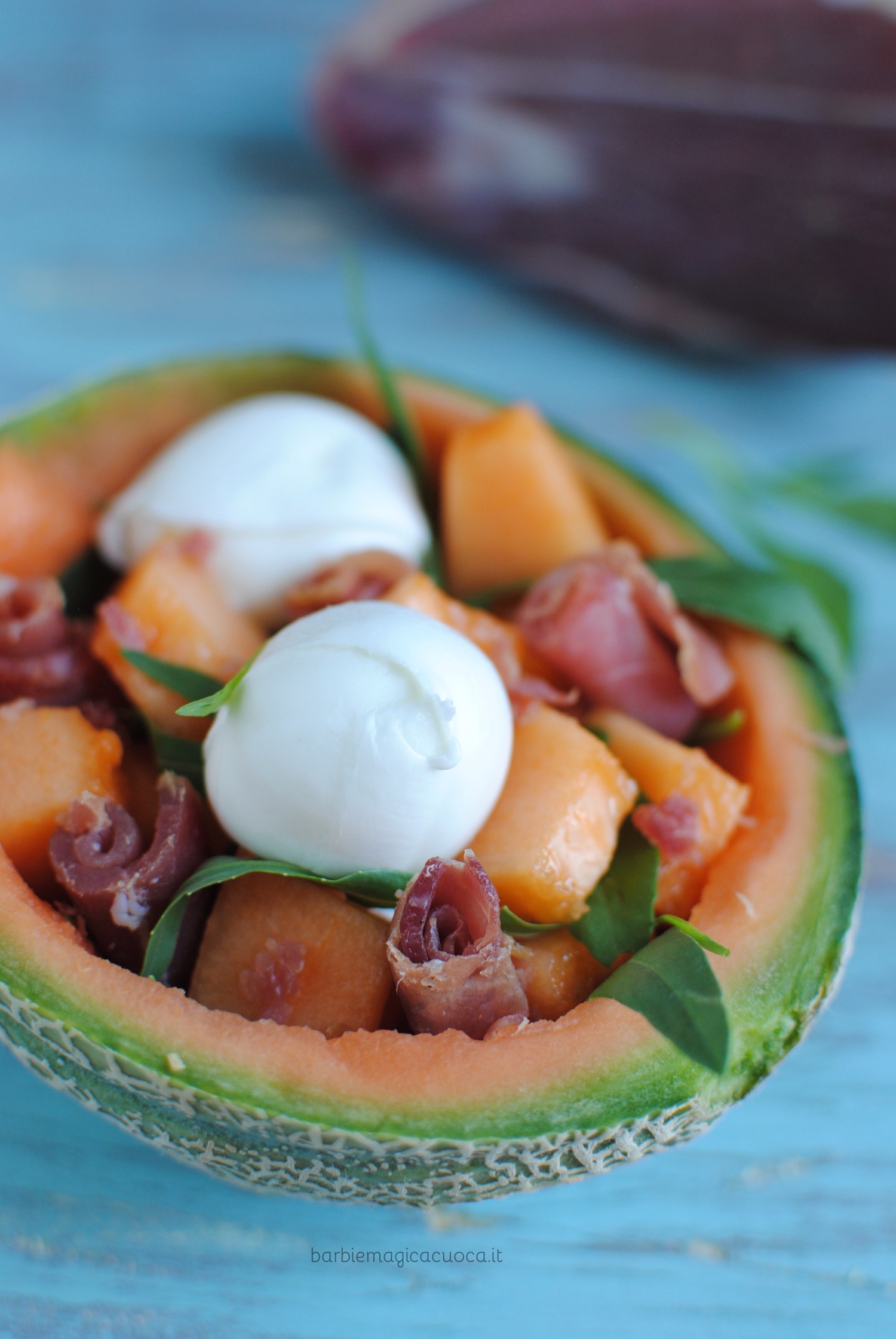 Spiedini di cantalupo, mozzarella e Prosciutto di Modena DOP Barbie